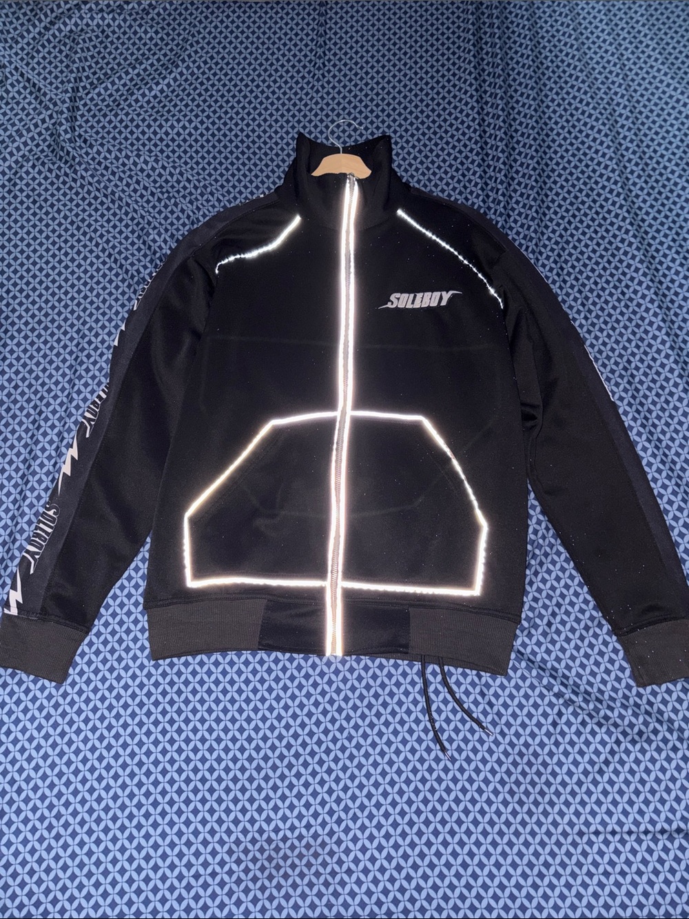Men's Black Reflective Zip-Front Sweater